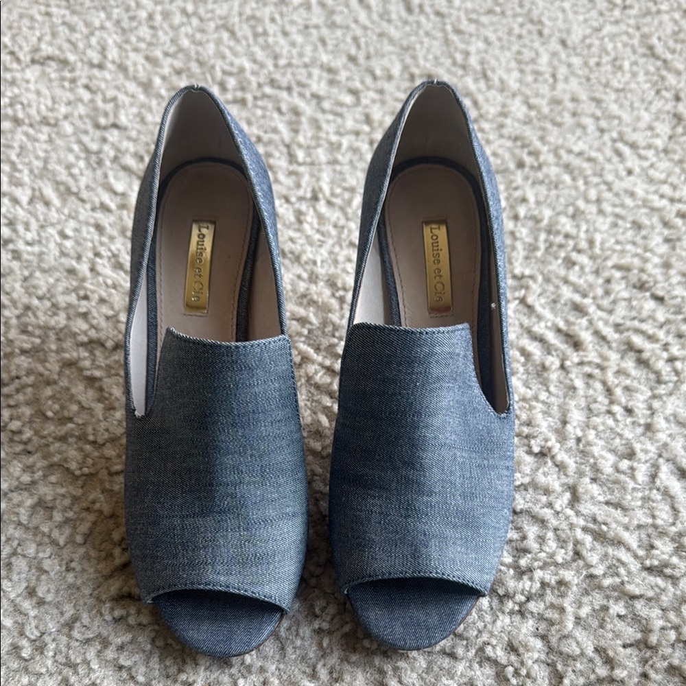 Louise et Cie Blue Heeled Peep Toe Shoes